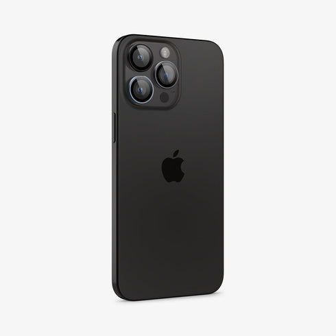AGL07163 - iPhone 15 Pro / 15 Pro Max Optik Pro Lens Protector in natural titanium showing the device